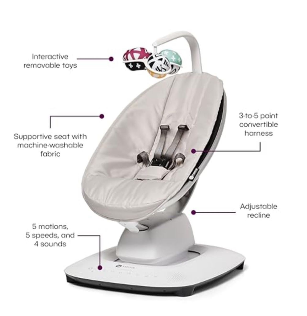Like-New 4moms MamaRoo Multi-Motion Baby Swing with Infant Insert!