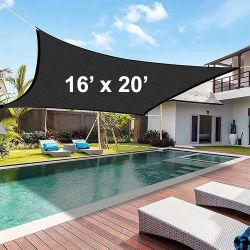 Brand New $50 Rectangle 16x20 ft Large Sun Shade Sail Outdoor Canopy Cover w/ Ropes (Black, Gray, Beige)
