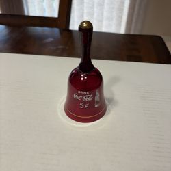 Vintage Coca-Cola Red/Gold Glass Bell. Drink Coke 5 Cent