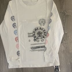 Chrome Hearts Multicolor Horseshoe Long-Sleeve Shirt white