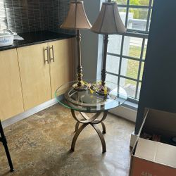 Delray- Bronze Lamps And End Table 