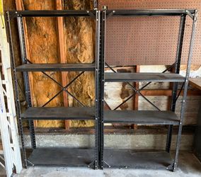 Set of 2 Metal Garage Shelving Units - Black