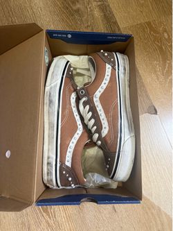 Brown canvas pearled vans
