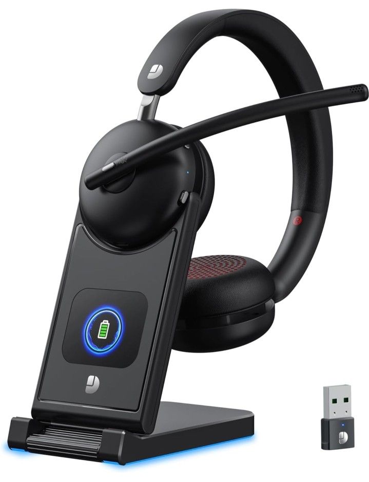Wireless Headset with Mic for Work-Bluetooth 5.3 Headset with Noise Cancelling