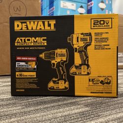 Dewalt New Kit Drill And Impact ATOMIC BRUSHLESS, Battery And Charger 