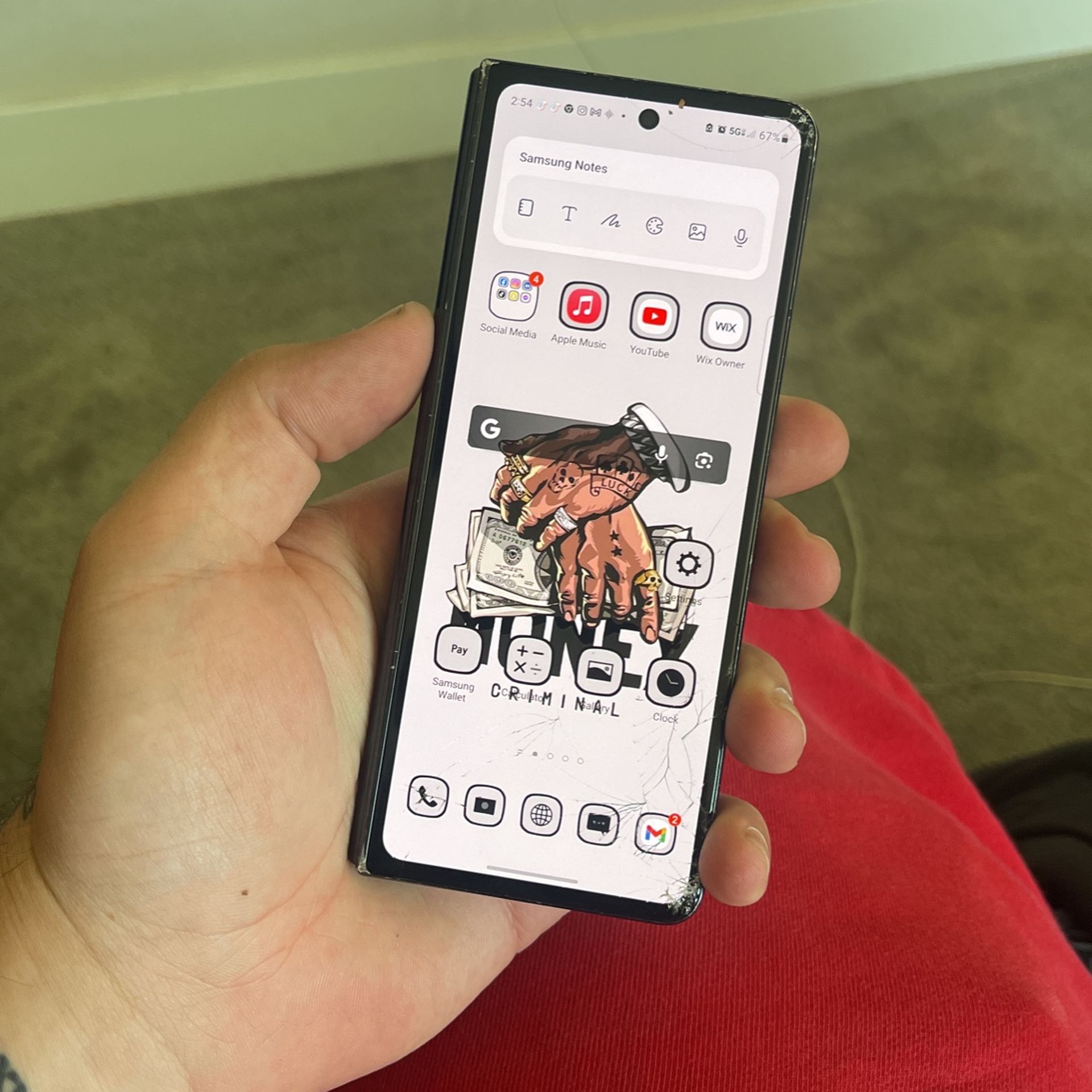 Samsung Galaxy Z Fold 4 Cracked Front Screen