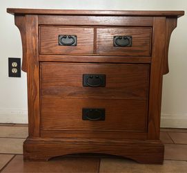 Vintage 2 Drawer Dark Oak Nightstand