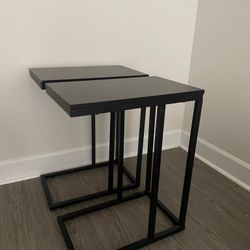 2 Black Metal C-shaped Side Tables