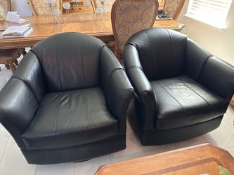 Haverty’s Leather Swivel Rockers