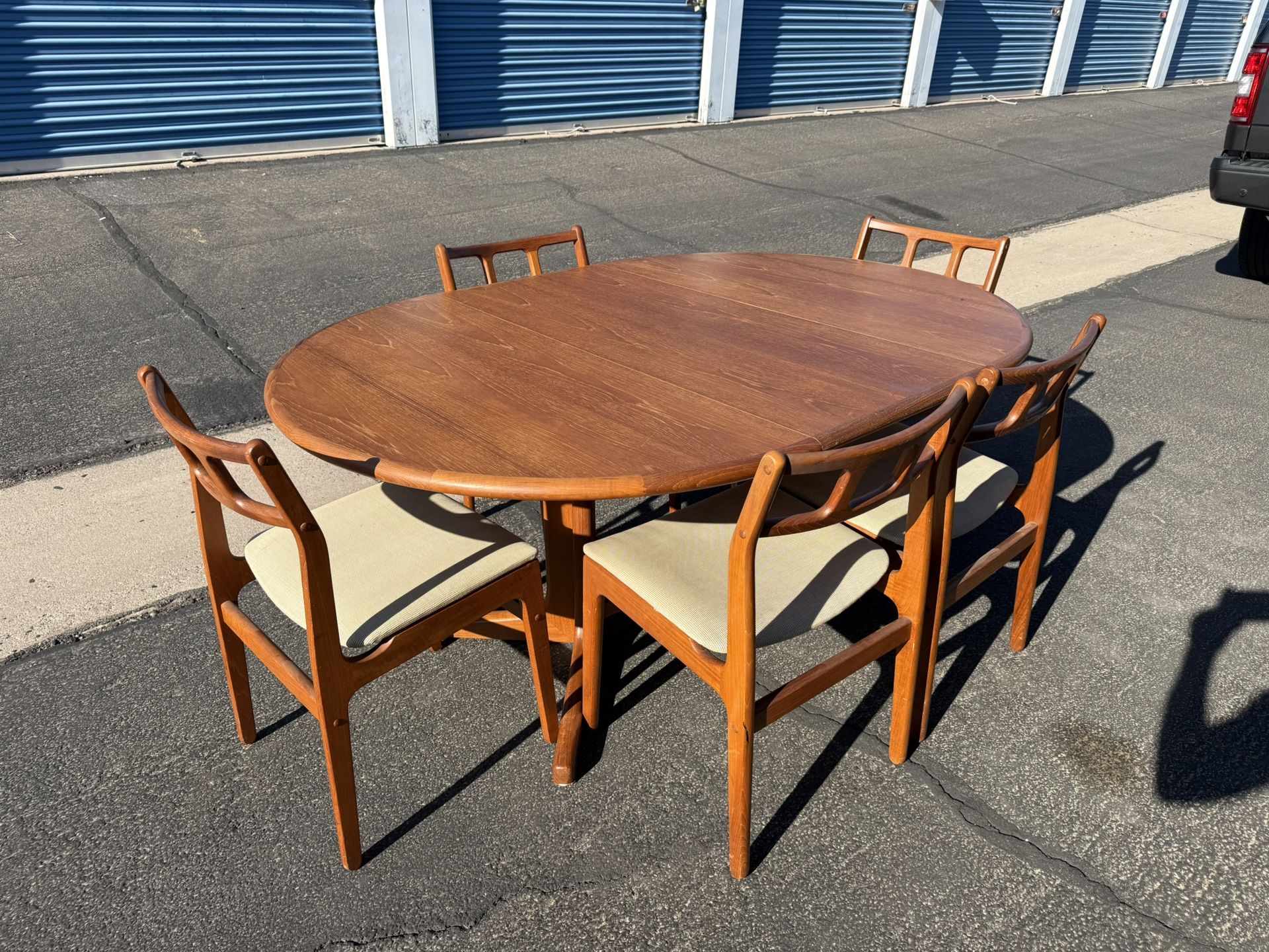 Vintage Danish Teak Dining Room Table and Chair Set