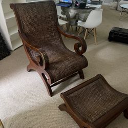 True Wood Empire Style Chair With Footrest