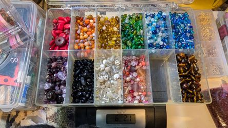 MOVING SALE- 6 POUNDS MIXED RAINBOW GLASS BEADS