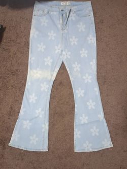 Light blue flower jeans