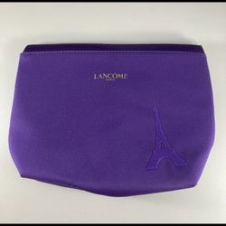 Lancome Paris Purple Eiffel Tower Zippered Makeup Pouch Cosmetics Travel Bag