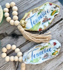 Handmade oyster shell ornaments – Tennessee state/host hostess gift/dinner party decor