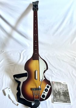 The Beatles Hofner Bass Wii Guitar Complete W/ Dongle Rockband Harmonix Nintendo