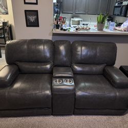 2 Piece Leather Recliner Sofa Set