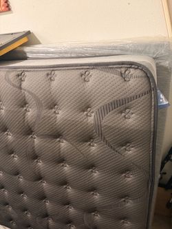 Gray Pillow Top Mattress Still in Plastic