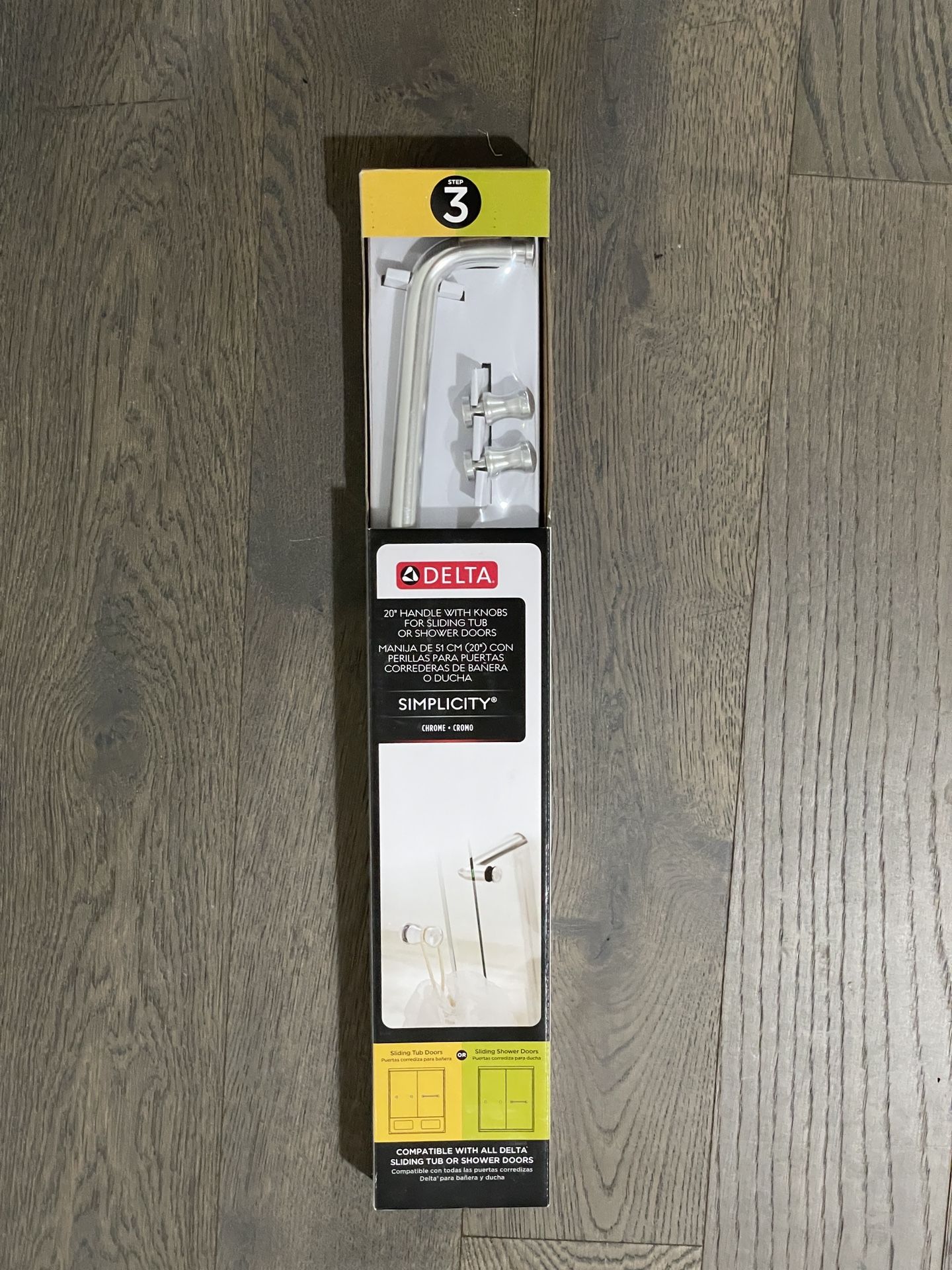 Simplicity 20 in. Sliding Shower and Bathtub Door Handles in Chrome