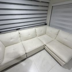 White Leather Modular Sofa / Sectional 