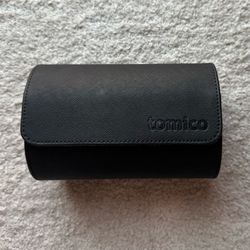 Tomico Double Leather Watch Roll Holder Box Storage Travel Case Black