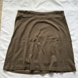 J.Jill Women’s A-Line Skirt Brown Flower Print Stretch Pull On Size M