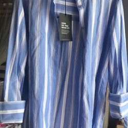 NEW Medium Blue/White Strip Shirts Womens SALE $10. 🍀