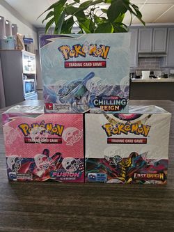 Pokemon Booster Box Lot FUSION STRIKE, LOST ORIGIN, AND CHILLING REIGN