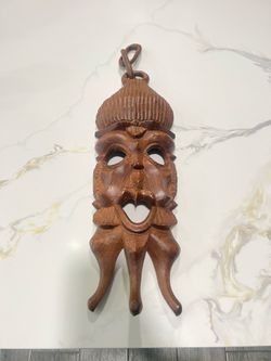 Vintage African Wooden Face Mask Sculpture Wall Hanging Large Tribal Art 16 Inch