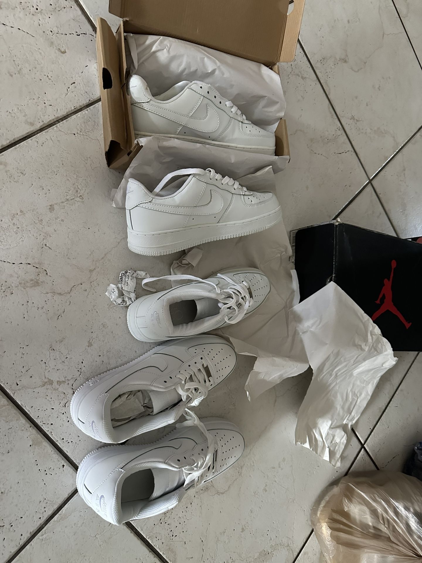 3 Pairs Of White Af1