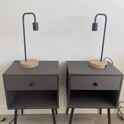 Modern Dual USB Touch Desk Lamps – Set of 2 (Black)