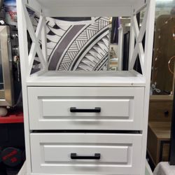 RoyalCraft Nightstand with 2 Storage Drawers, Tall End Table with Wooden x-Design for Bedroom