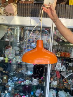 Vintage mid century orange hanging lamp chandelier home decor