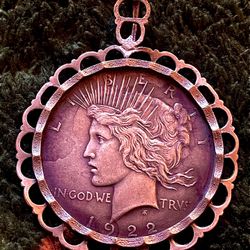 1922 Uncirculated P 90% Silver Peace Dollar Coin Ornament Naturally Toned (makeAoffer)