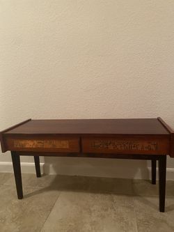 Mcm Petite Brutalist Copper and Rosewood Console Table - Open To Respectful Offer
