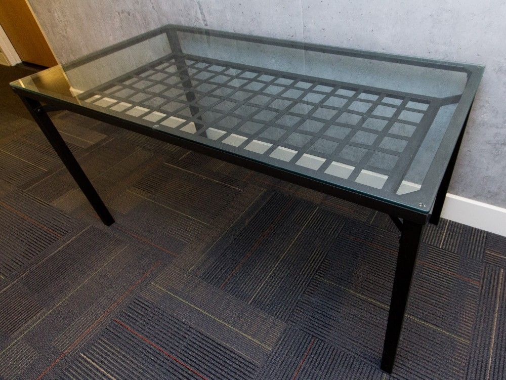 Glass and metal dining / kitchen table