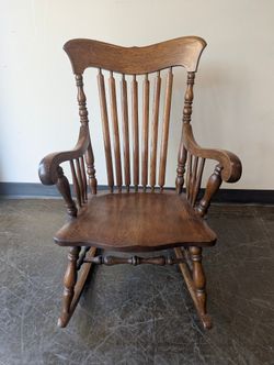 Traditional Brown Wood Spindle Back Rocking Chair