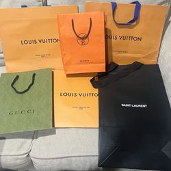 Designer Shopping Bags + Extras:  Louis Vuitton Gucci Saint Laurent Hermes