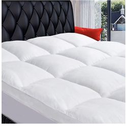Queen Size Mattress Topper, Extra Thick Mattress Pad Cover, Cooling Cotton Pillowtop 400TC Plush Top with 8-21 Inch Deep Pocket