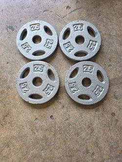 4 iron weight plates totaling 10 lbs