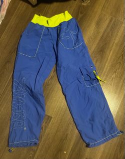 Zumba Dance Cargo Pants Blue Neon Yellow