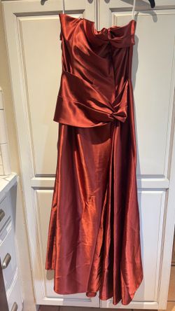 Jessica McClintock Bridal Elegant Rust Color Evening Dress strapless zip on back like new