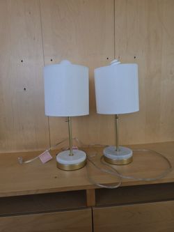 Side table lamps (2) - white and gold