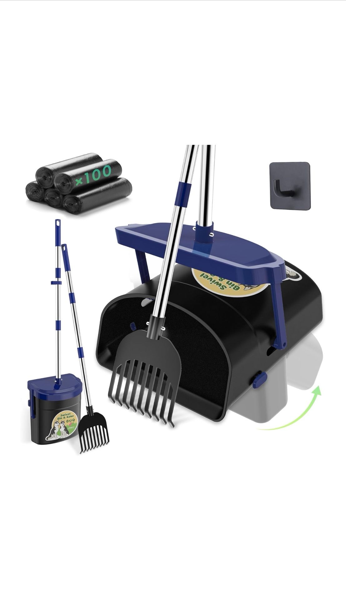 Dog Pooper Scooper Swivel Bin & Rake Kit *Brand New*
