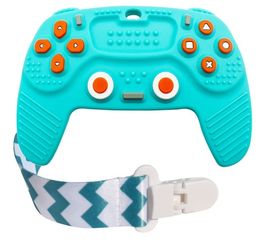 Silicone Baby Teething Remote Controller Pacifier Clip Teether, Blue, 3-6 & 6-12 Months