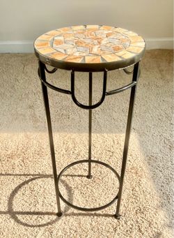 Metal Side Table with Tile Top