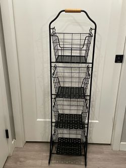 Metal 4-Tier Stand Market Basket Antique Black