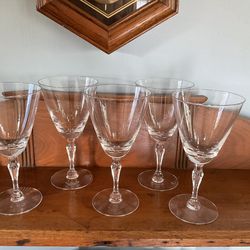Fostoria Priscilla Crystal Wine / Water Glasses / Goblets Pristine!