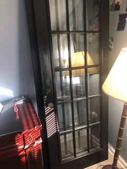 Black Wood French Door with Glass Panels