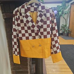 Brand New Double-Breast, Checkered Blazer, Size Large